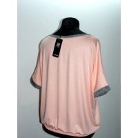 Bluzka Kama z błyszczącymi srebrnymi wstawkami - łososiowa